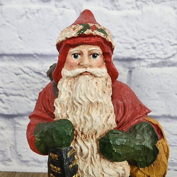 Wood World 1989 VTG 8" Santa Sweden 1850 Christmas Rustic Folk Art Hand Painted - Picture 2 of 10